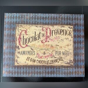 Paris Themed Wood Wall Art Plaque Chocolate de Provence